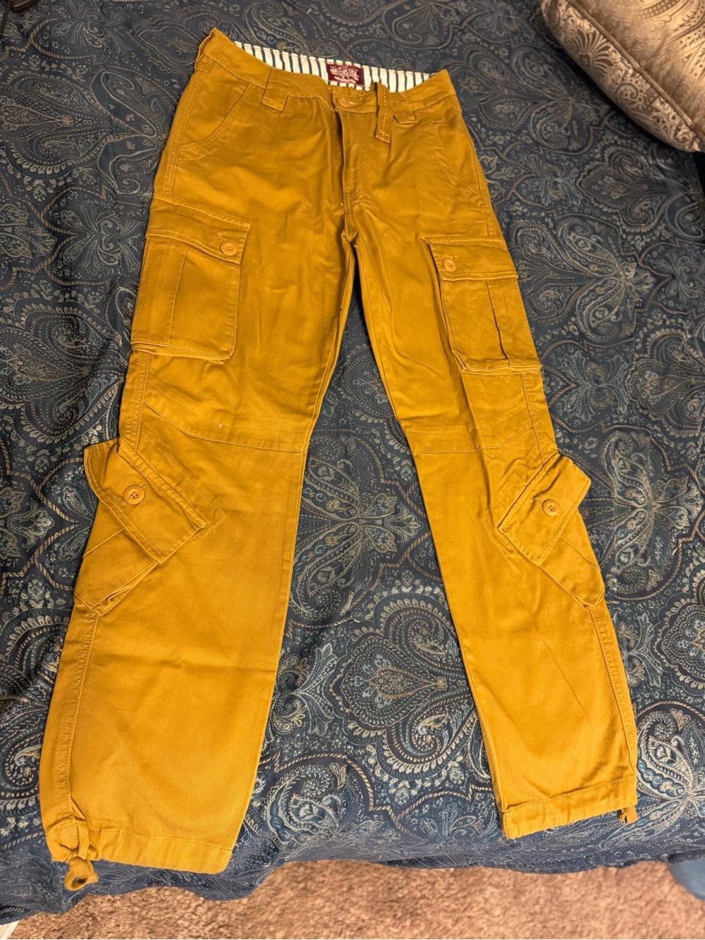 Men's Mustard Cargo Pants with Utility Pockets